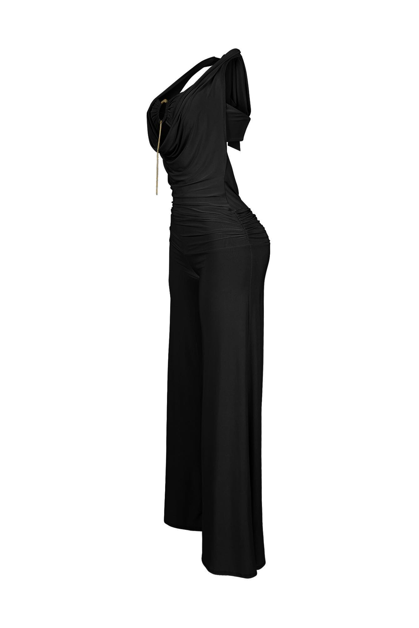 Plunge Cowl Neck Jumpsuit with Tube Top