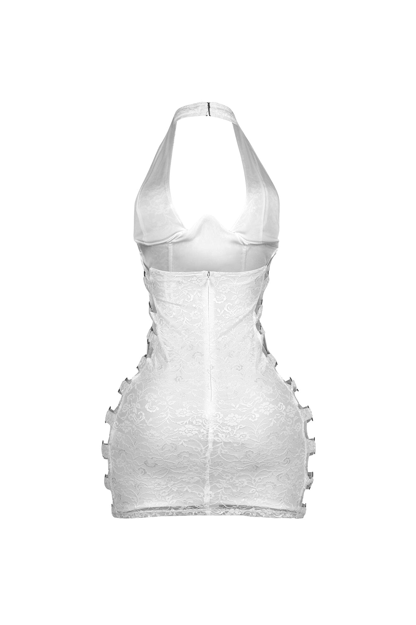 Chrome Bloom Lace Bustier Mini Dress
