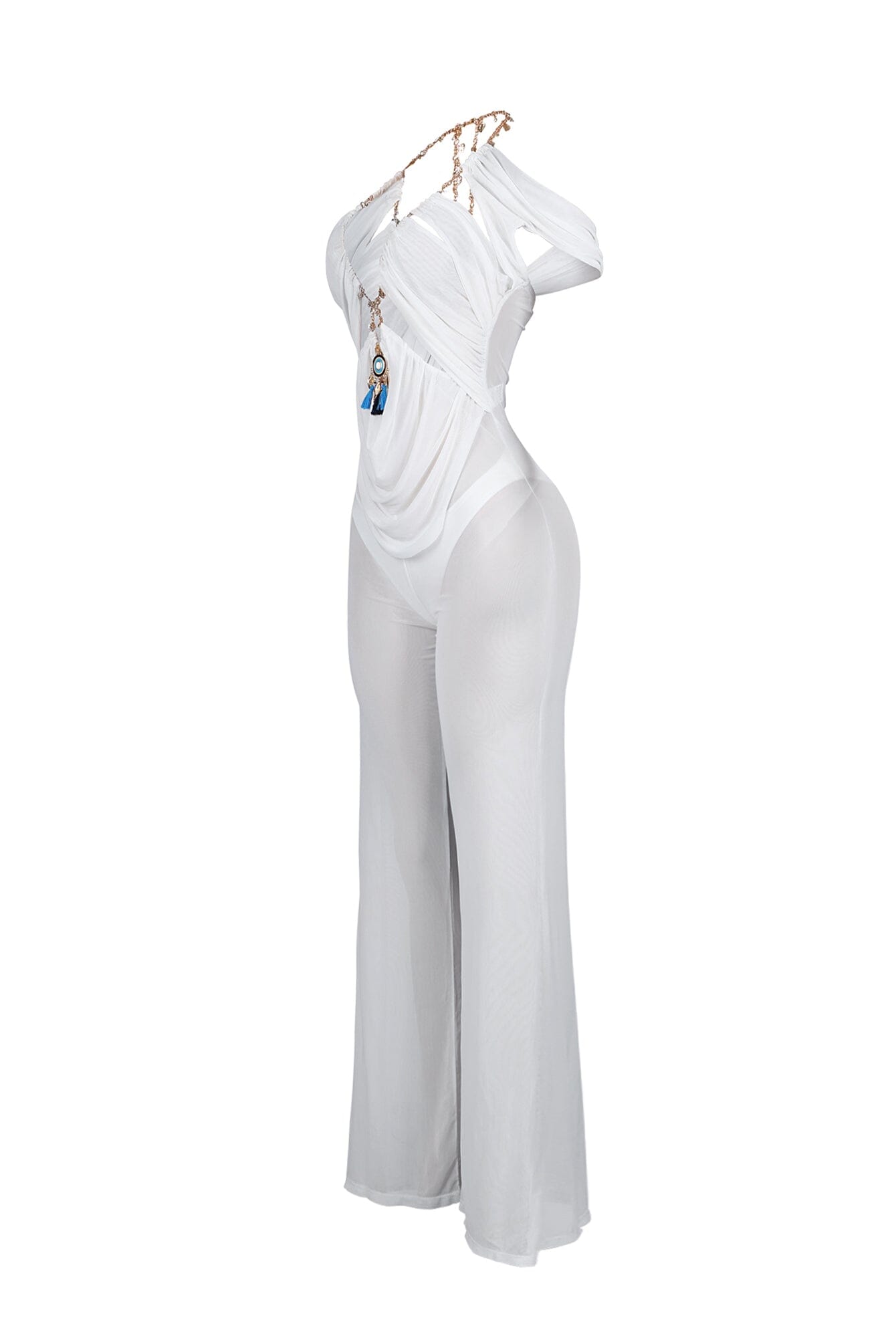 Myllure Mesh Chain Halter Jumpsuit