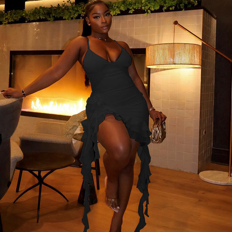 3D Flower Backless Streamer Dress