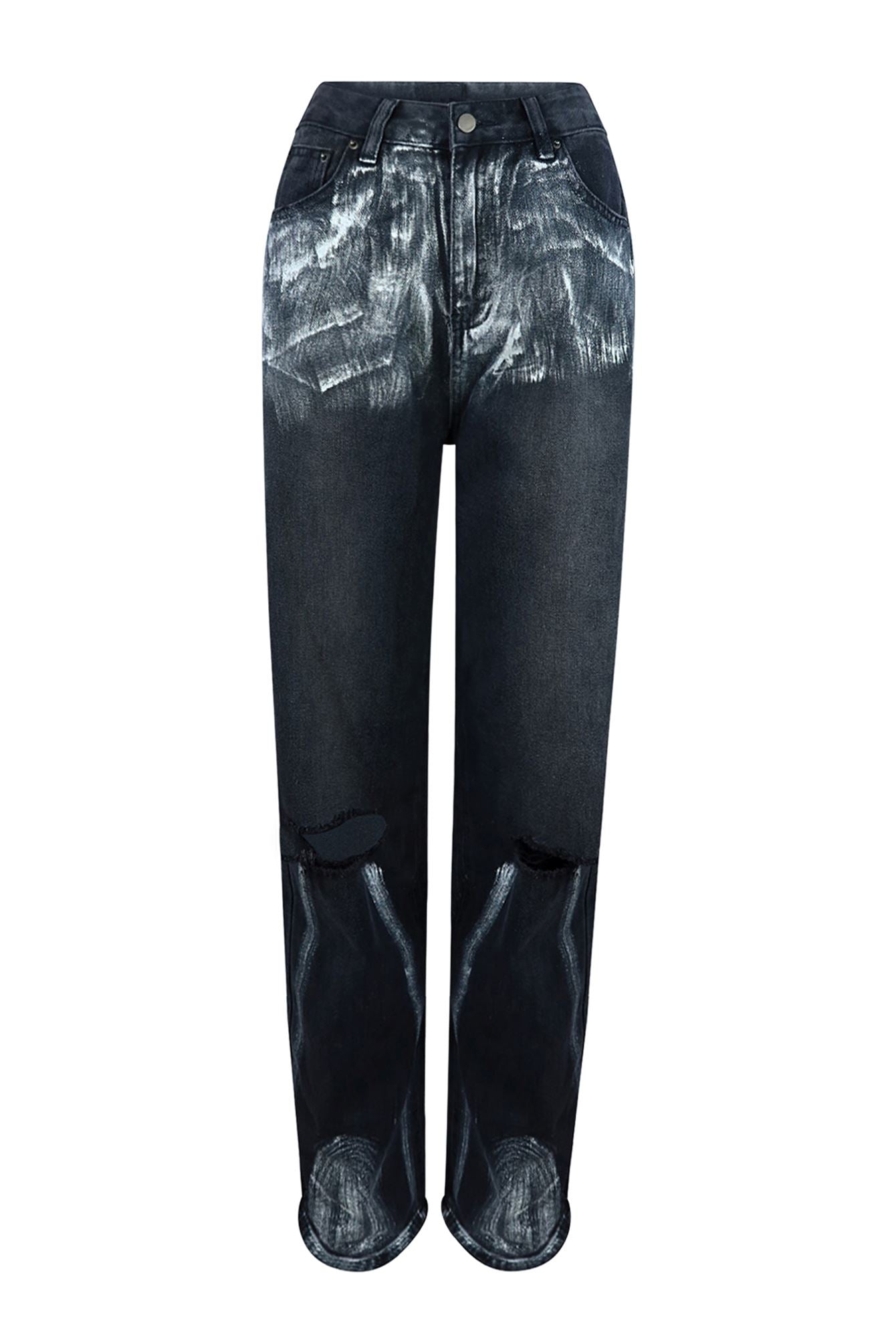 Draw Me Near Straight Denim Pants Bottoms EDGE Small Black/Silver