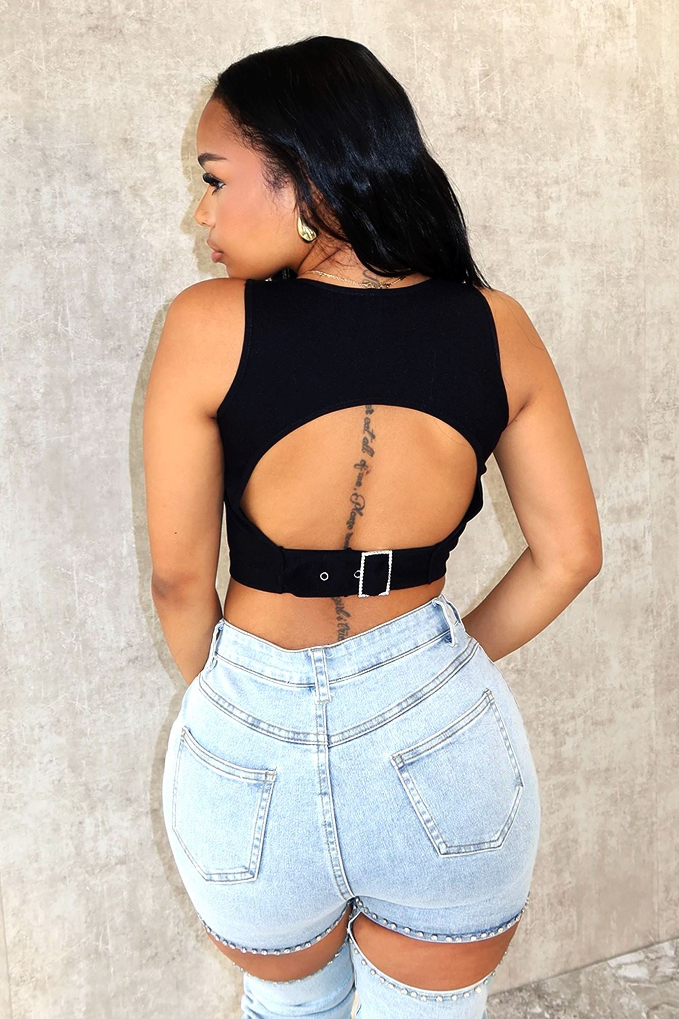 Ready To Go Rhinestone Buckle Top