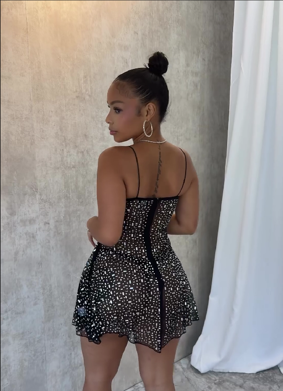 Rock 4 You Mesh Rhinestone Mini Dress