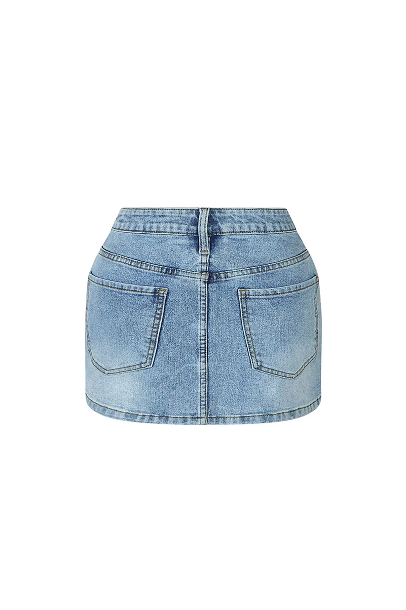 Cross Your Mind Denim Top & Skirt Set