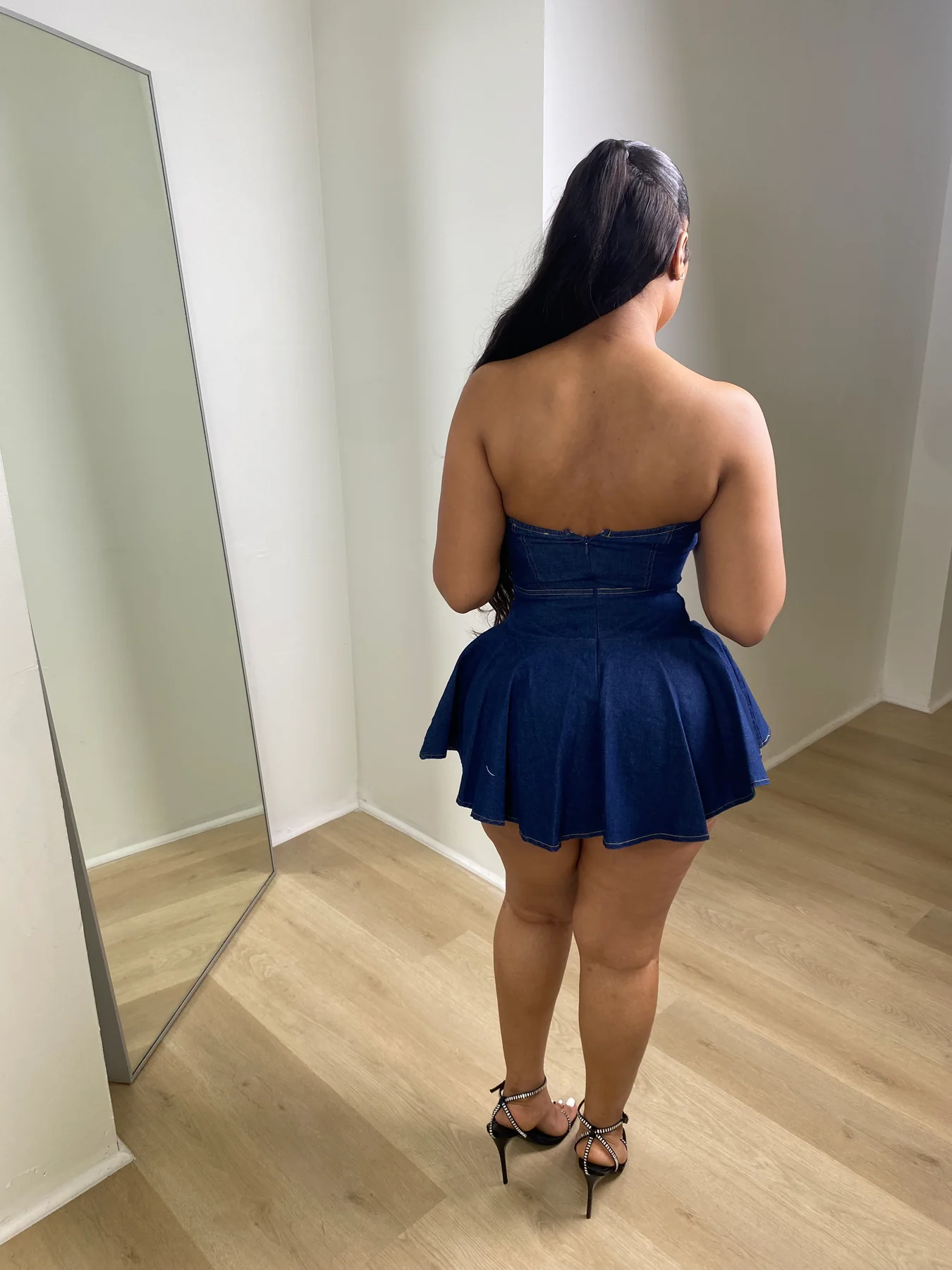Denim Balletcore Corset Mini Dress