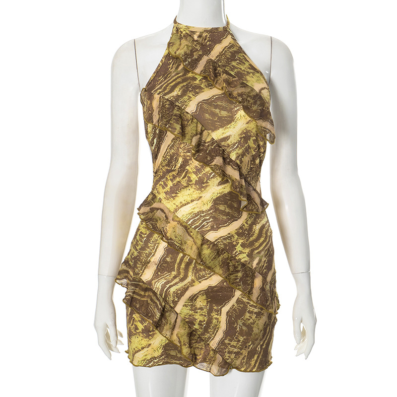 Hopeless Romantic Mesh Print Ruffle Dress