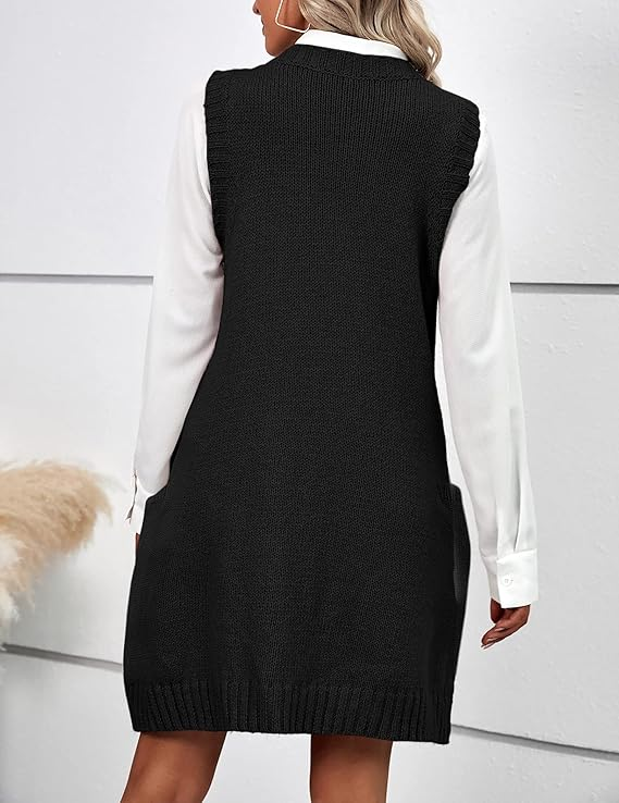 Pullover Vest Dress With Pockets