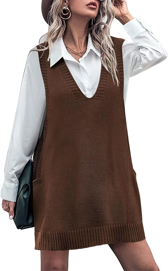 Pullover Vest Dress With Pockets