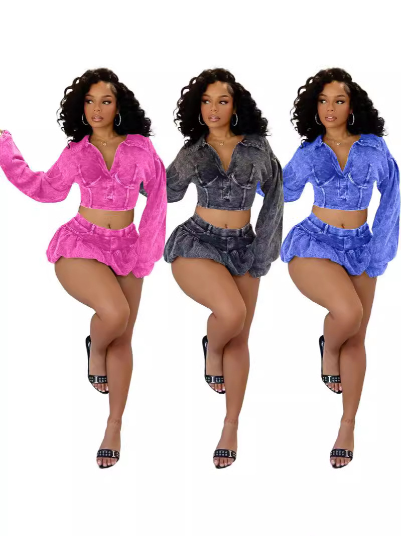 Kallan Mineral Washed Top & Bubble Skort SET