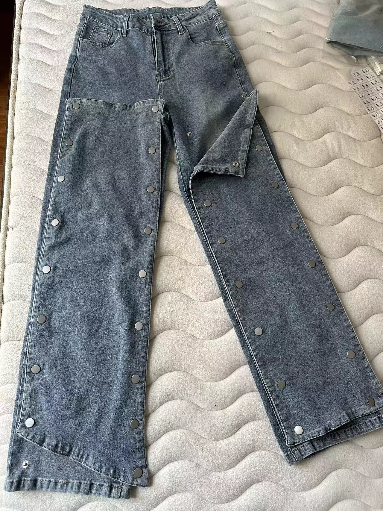 Hazel Snap Button Baggy Jeans
