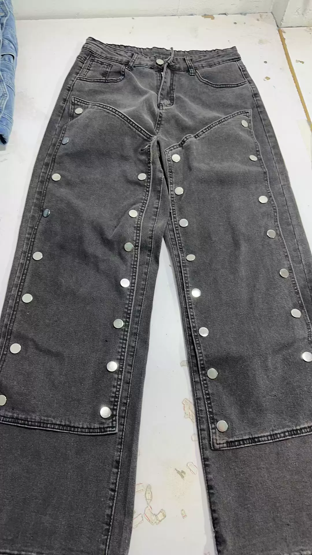 Hazel Snap Button Baggy Jeans