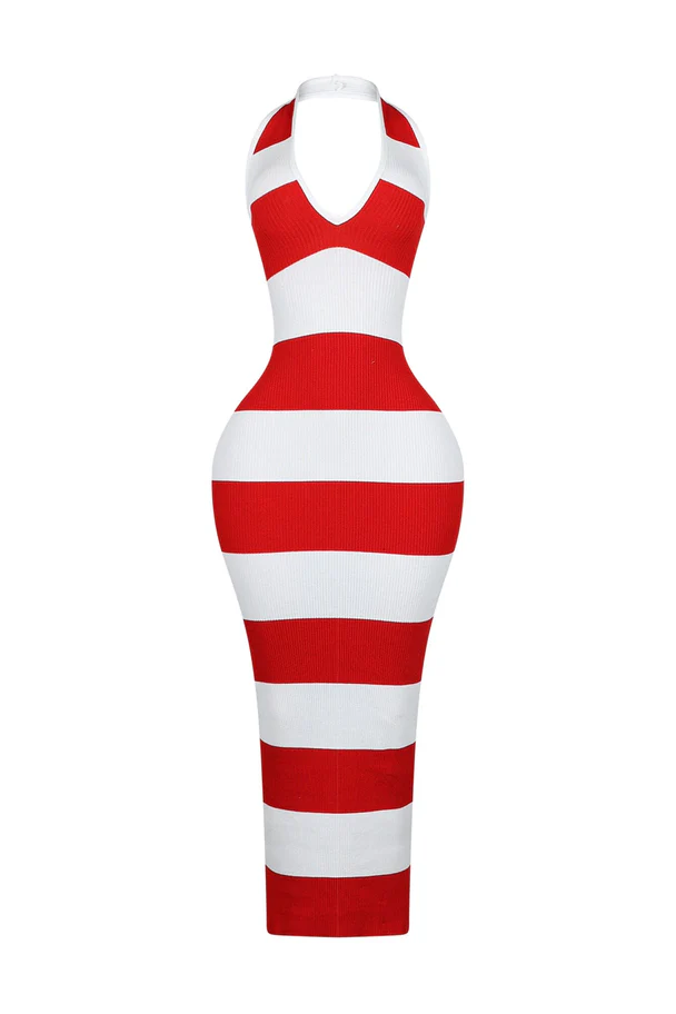 New Era Ribbed Knit Color Block Maxi Dress