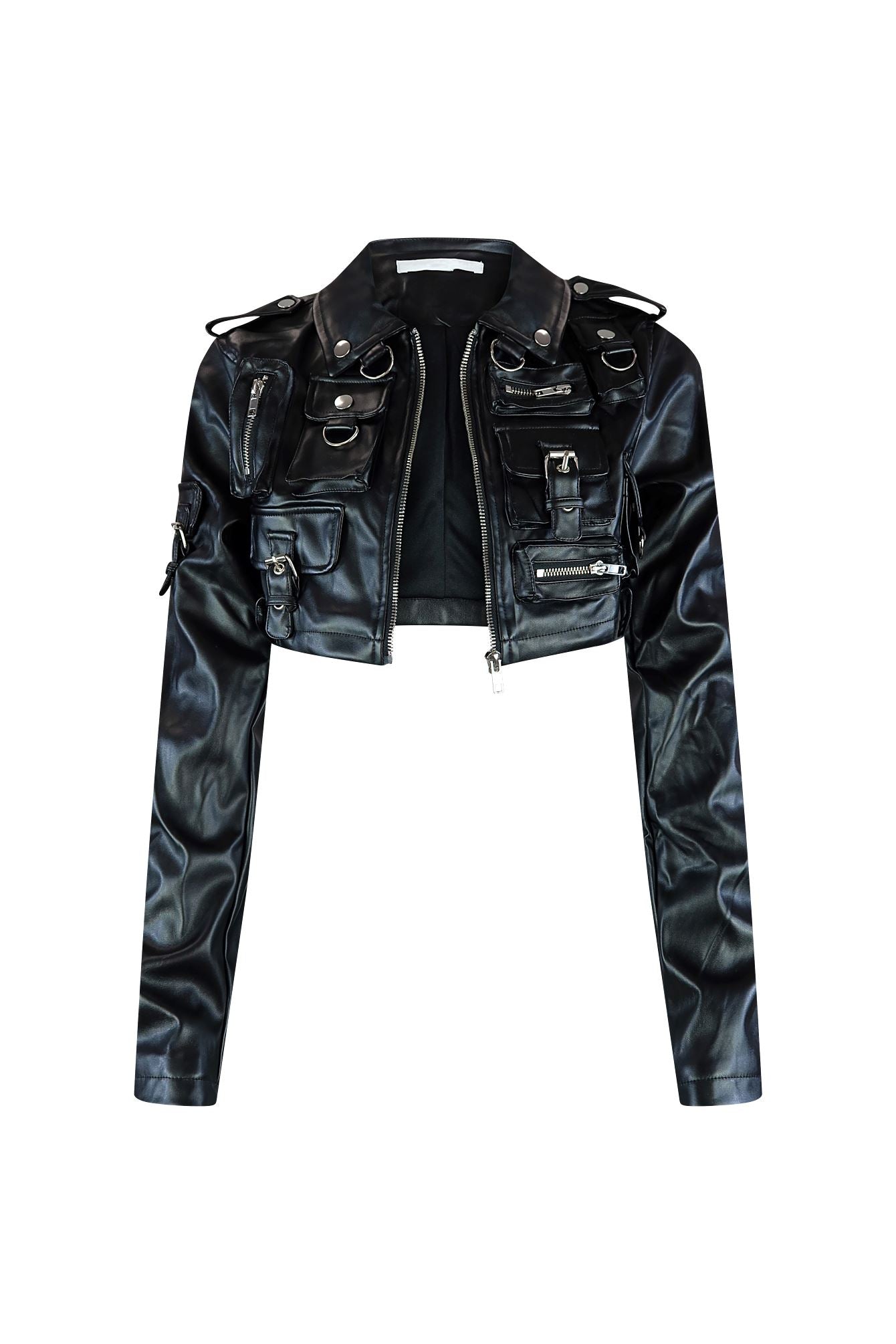 Whiplash Faux Leather Cropped Jacket Outerwear EDGE Small Black
