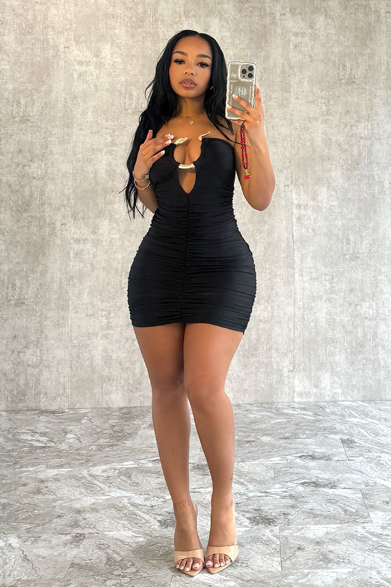 Amira Strapless Snake Mini Dress