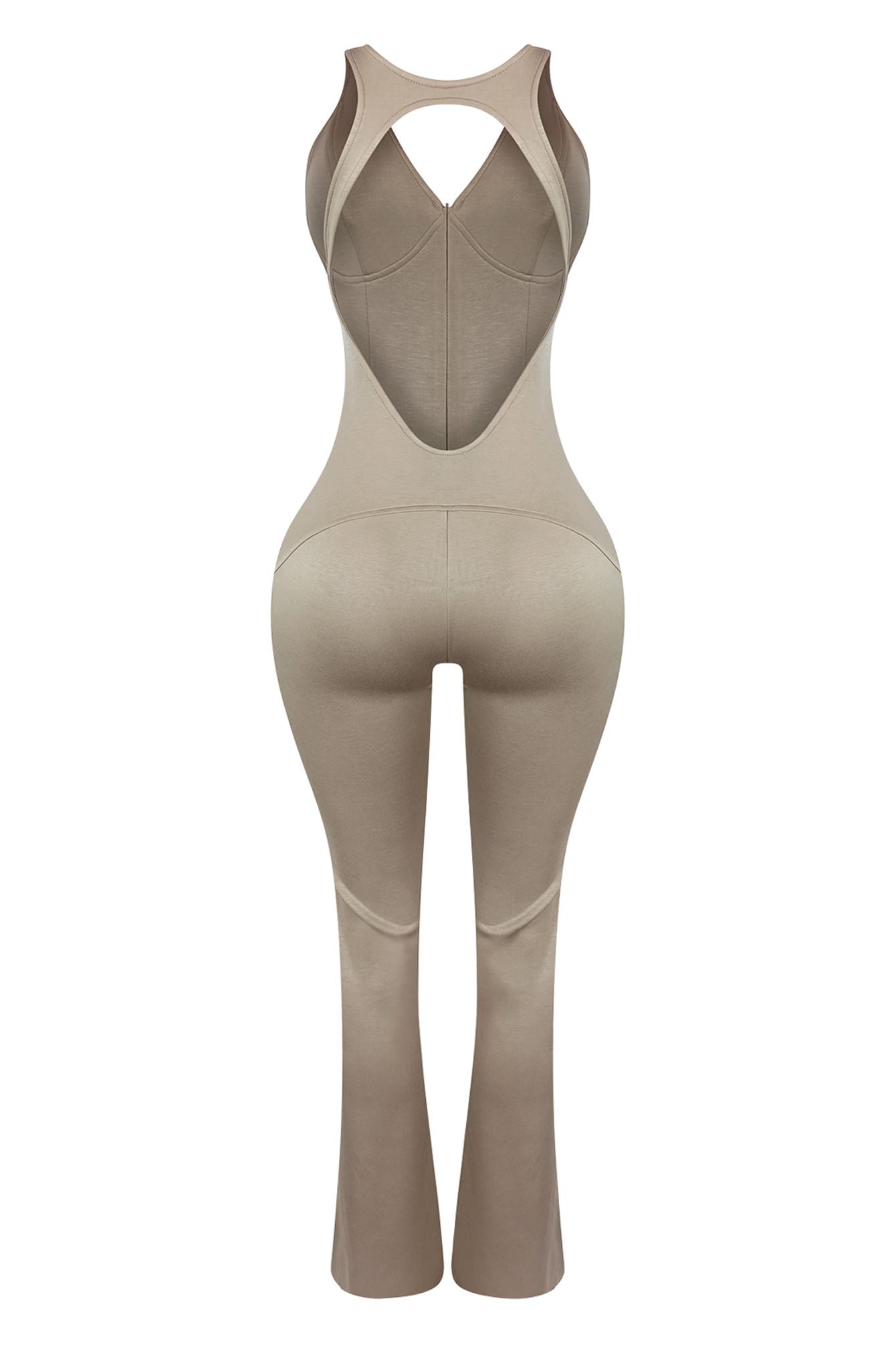 Sand Dune Zip Up Flare Jumpsuit