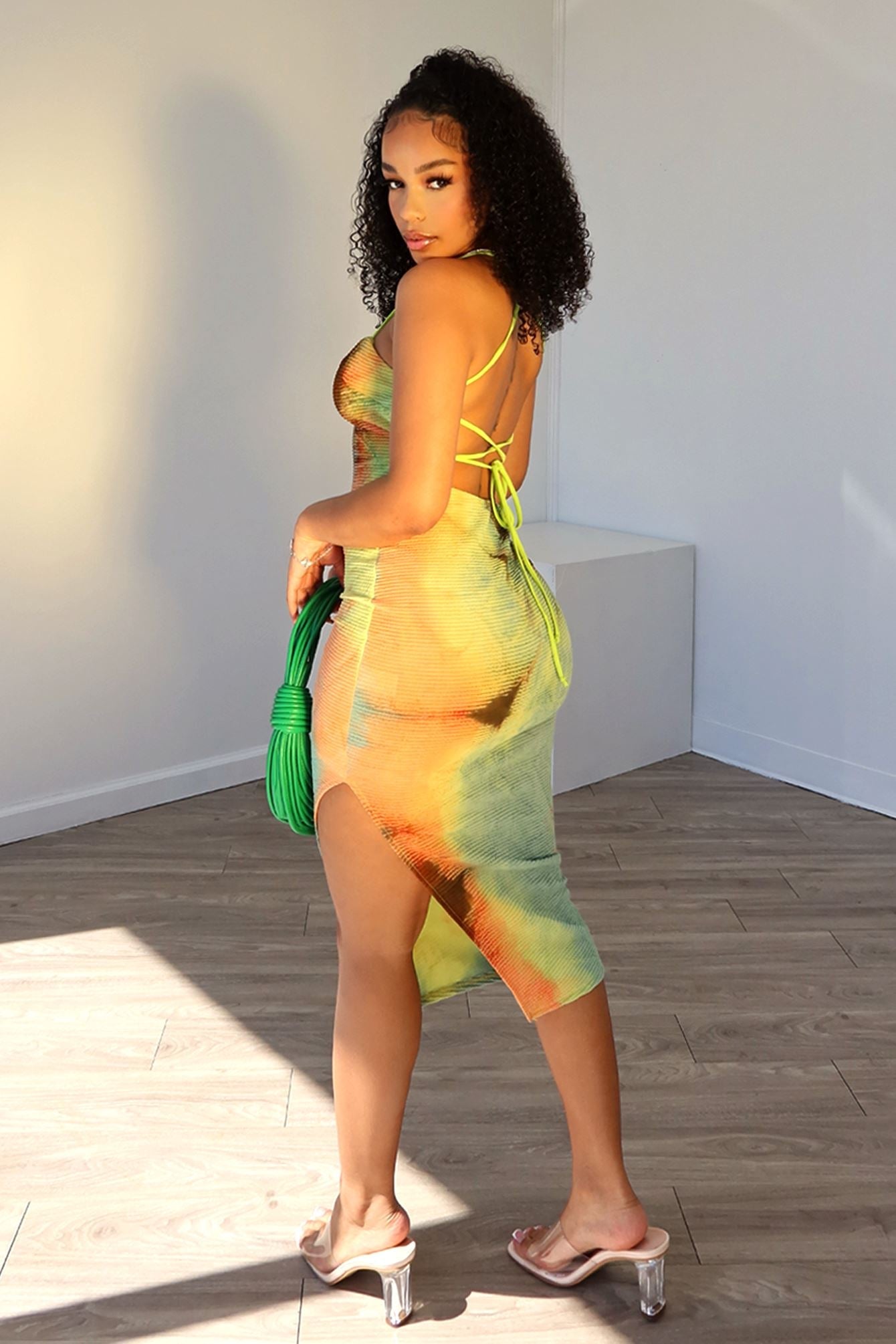 Summer Dream Print Back Lace Up Dress