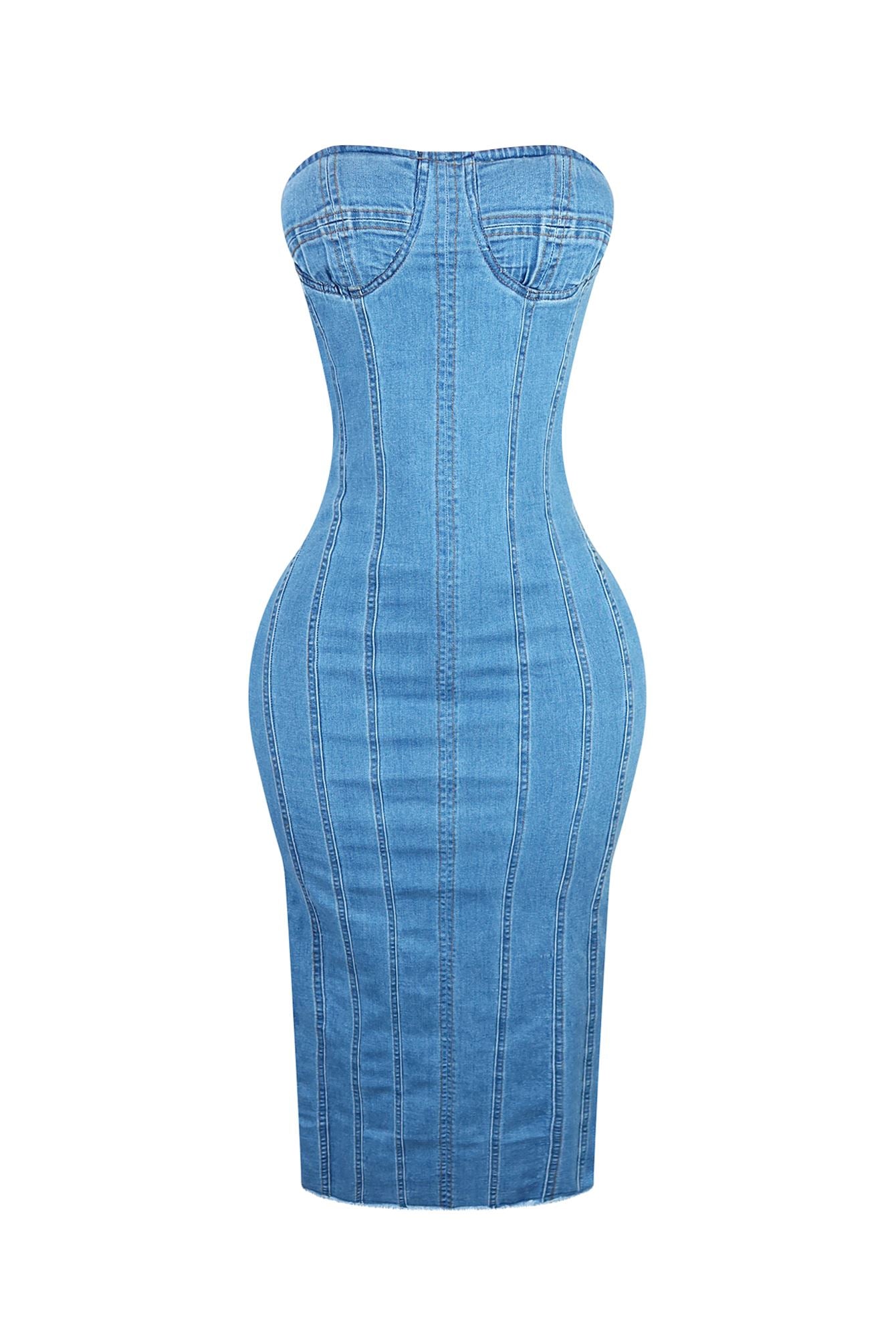 Kaia Bustier Denim Midi Dress