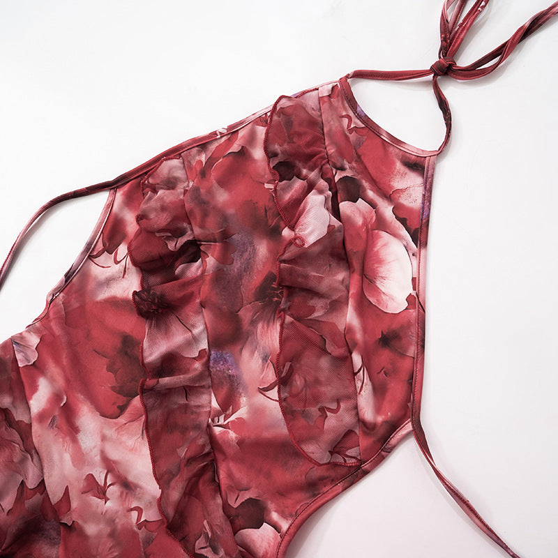 Hopeless Romantic Mesh Print Ruffle Dress