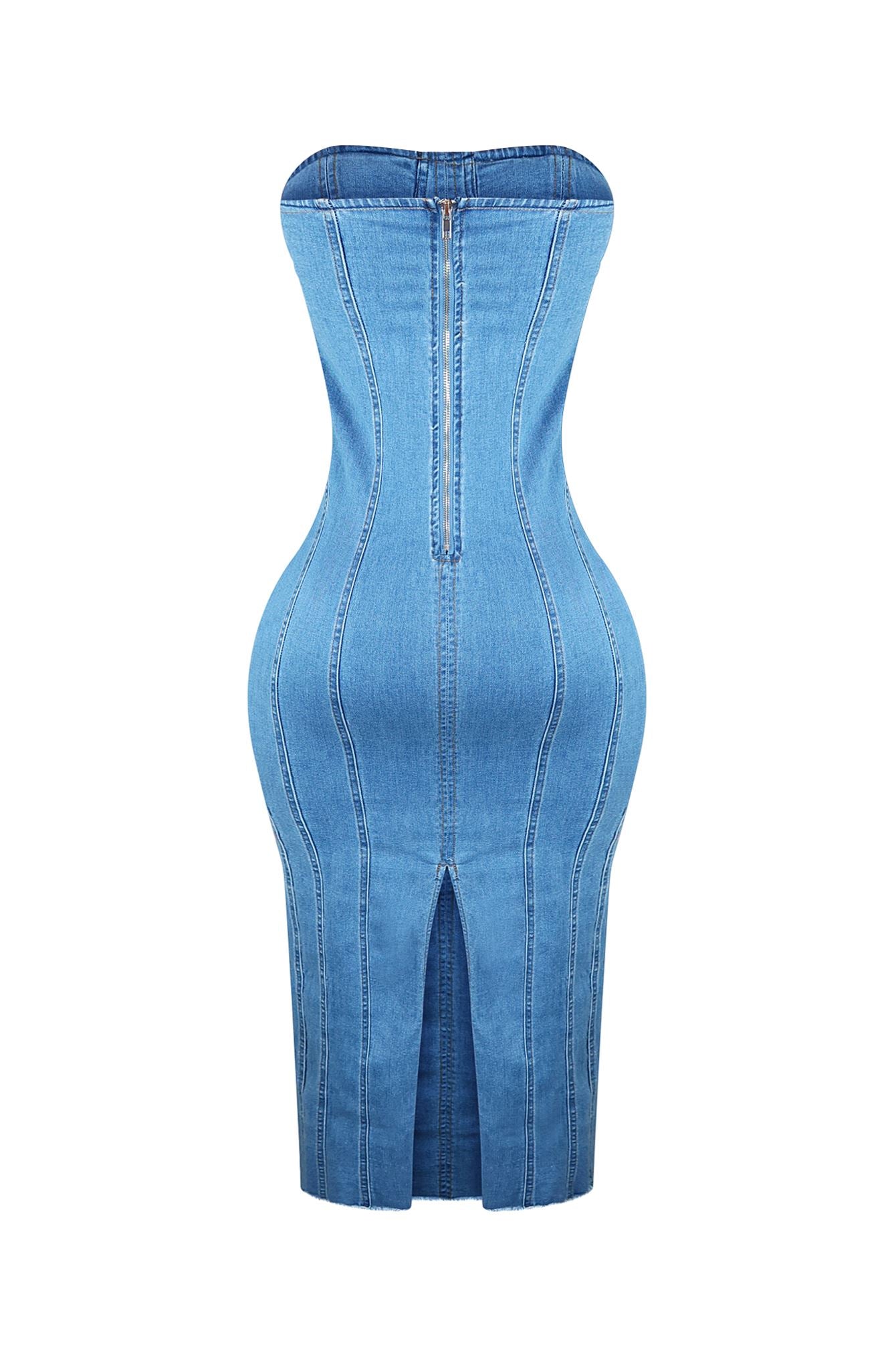 Kaia Bustier Denim Midi Dress