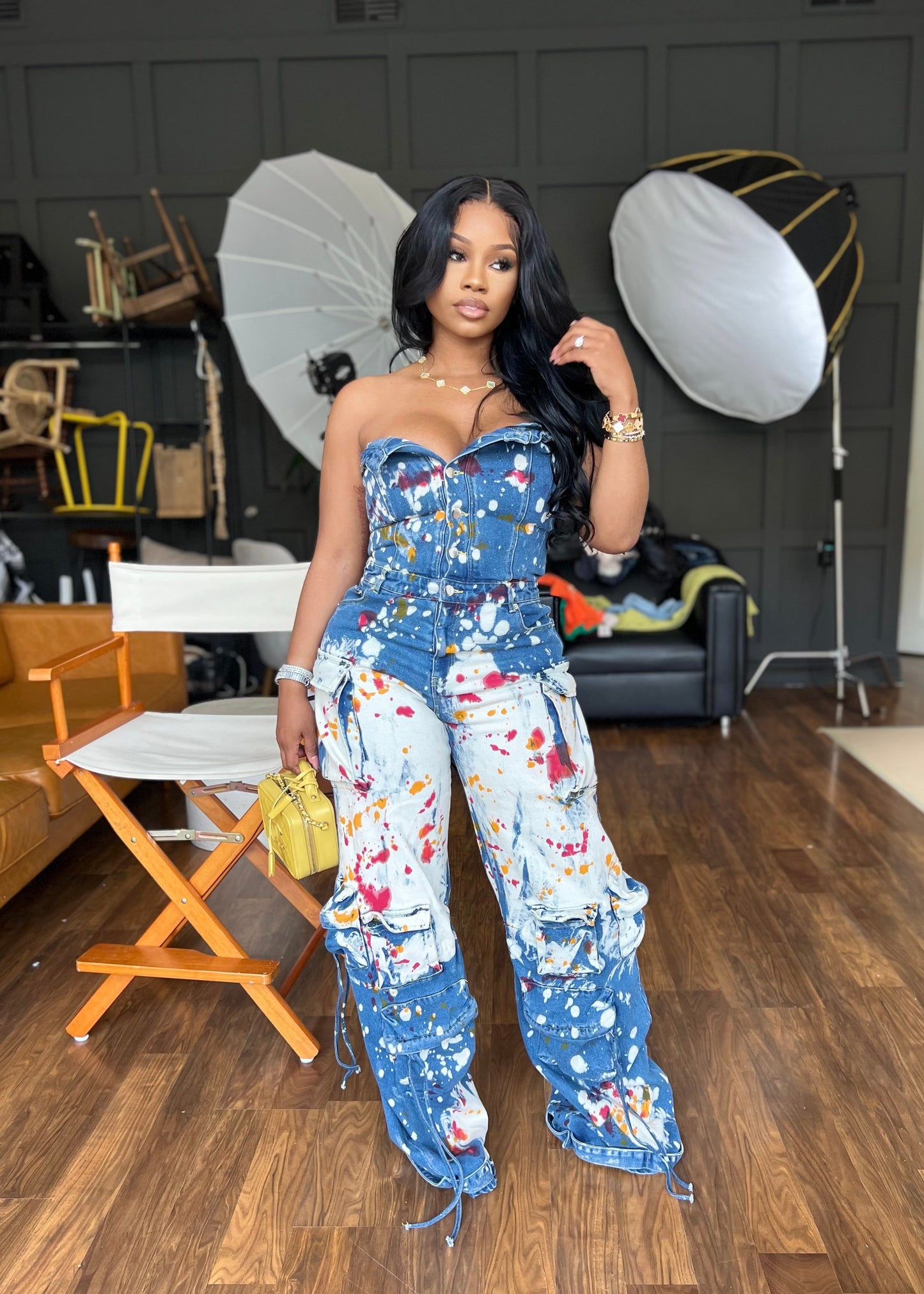 A Splash Of Denim Jumpsuit