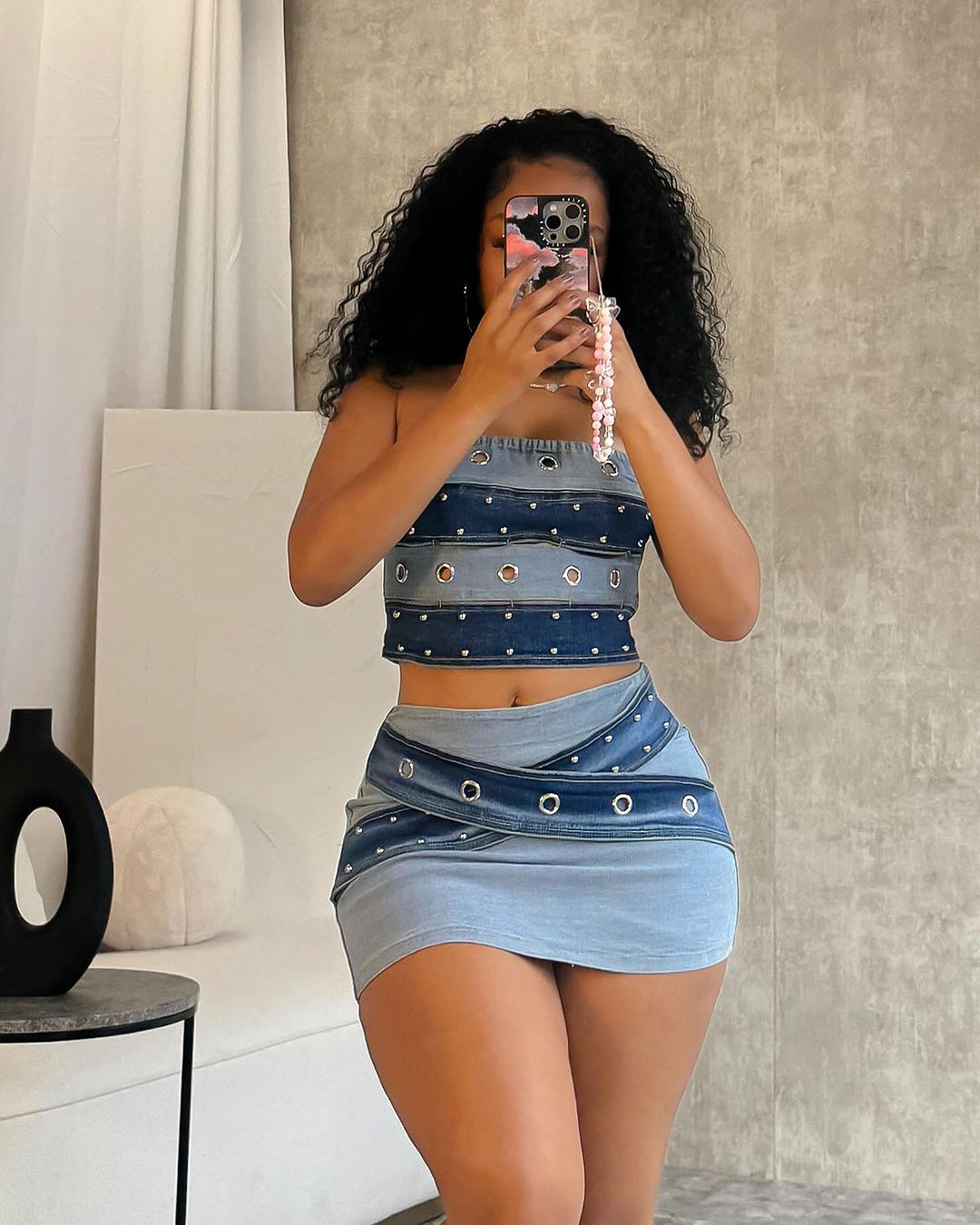 Blake Denim Tube Top & Skirt SET