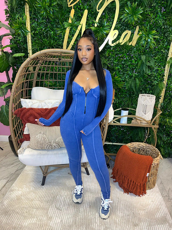 Kali Mineral Washed Jumpsuit & Cardigan SET