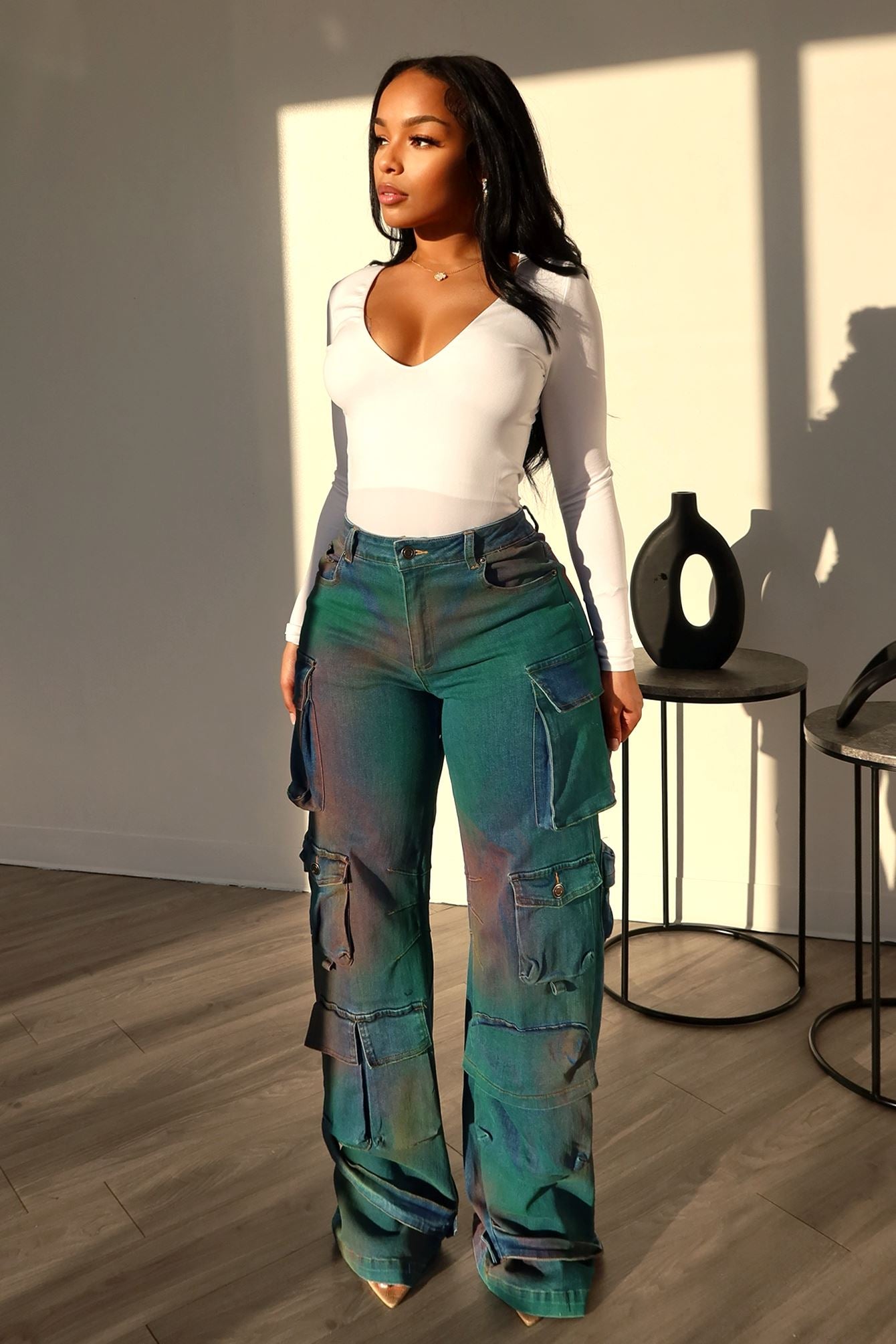 Nobody Like Me Rainbow Washed Cargo Pants