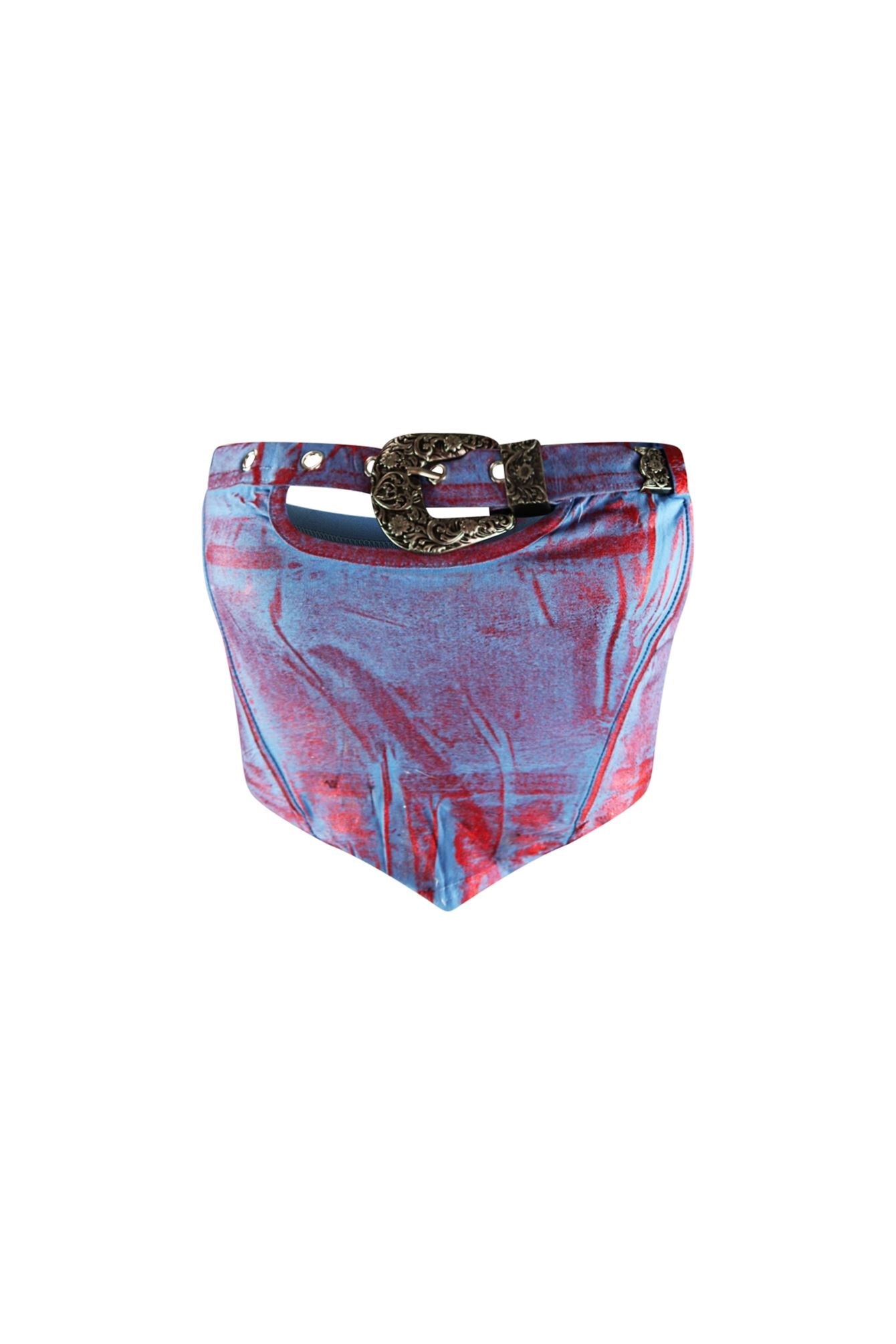 Back Out West Belted Tube Top Crop Top EDGE Small Purple