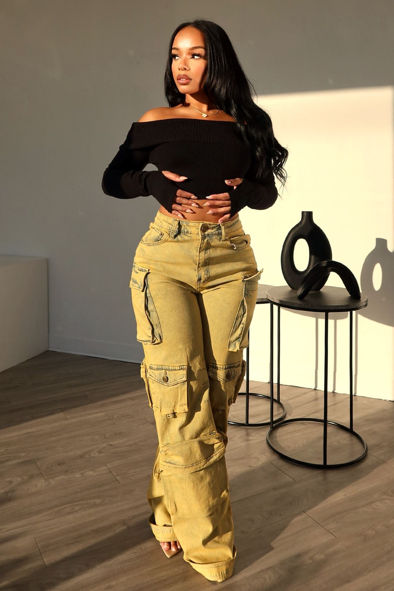 Kayra Color Washed Baggy Jeans jeans KNOWSTYLE Small Olive