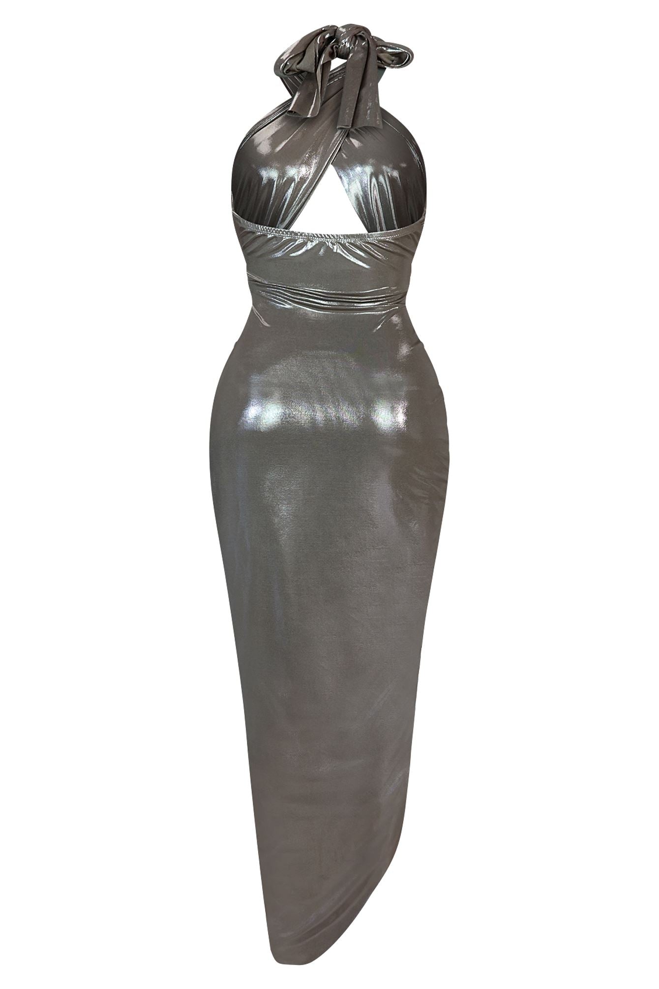 Eclipse Metallic Foil Halter Dress Dresses EDGE