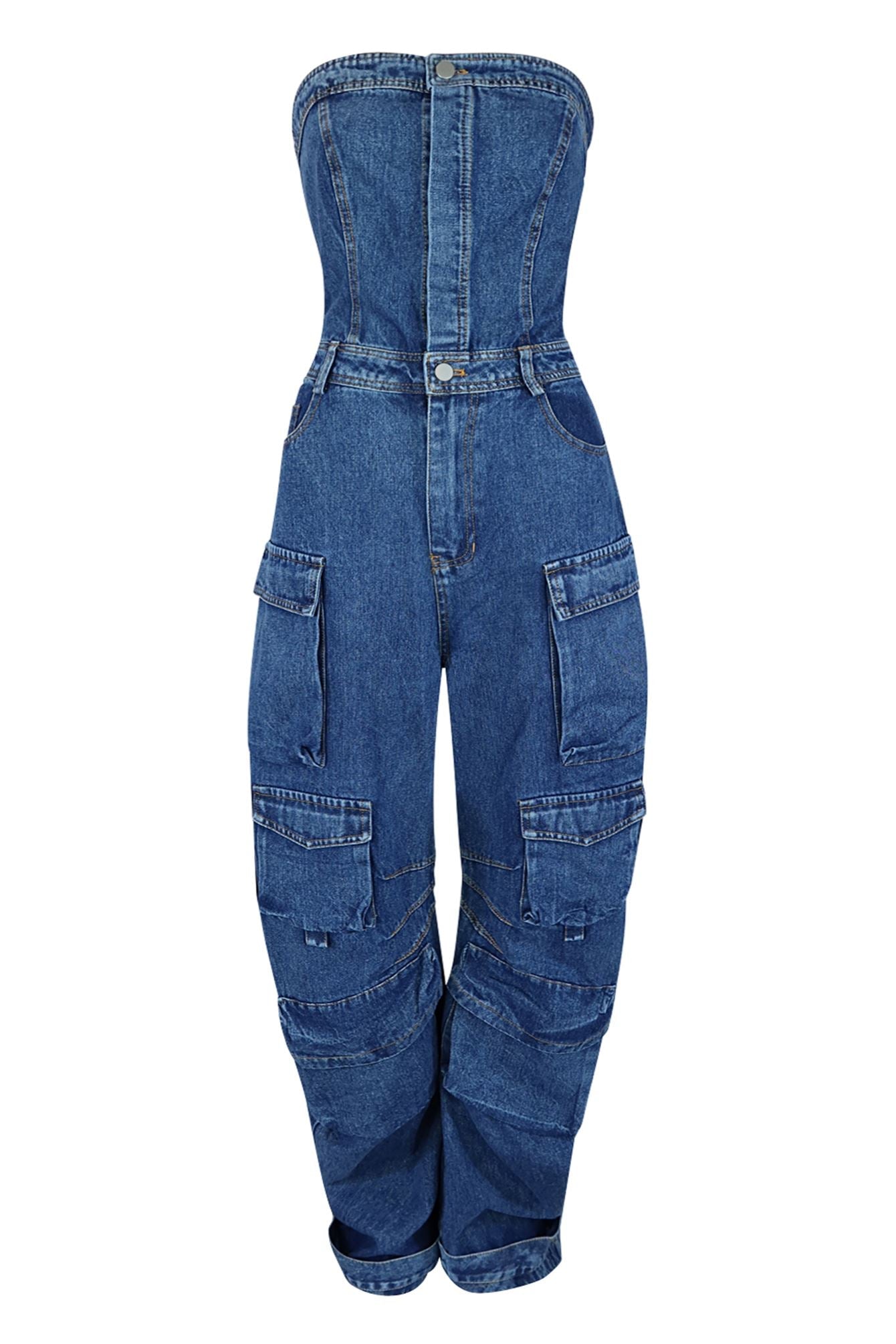 Top Shelf Tube Denim Jumpsuit Rompers + Jumpsuits EDGE