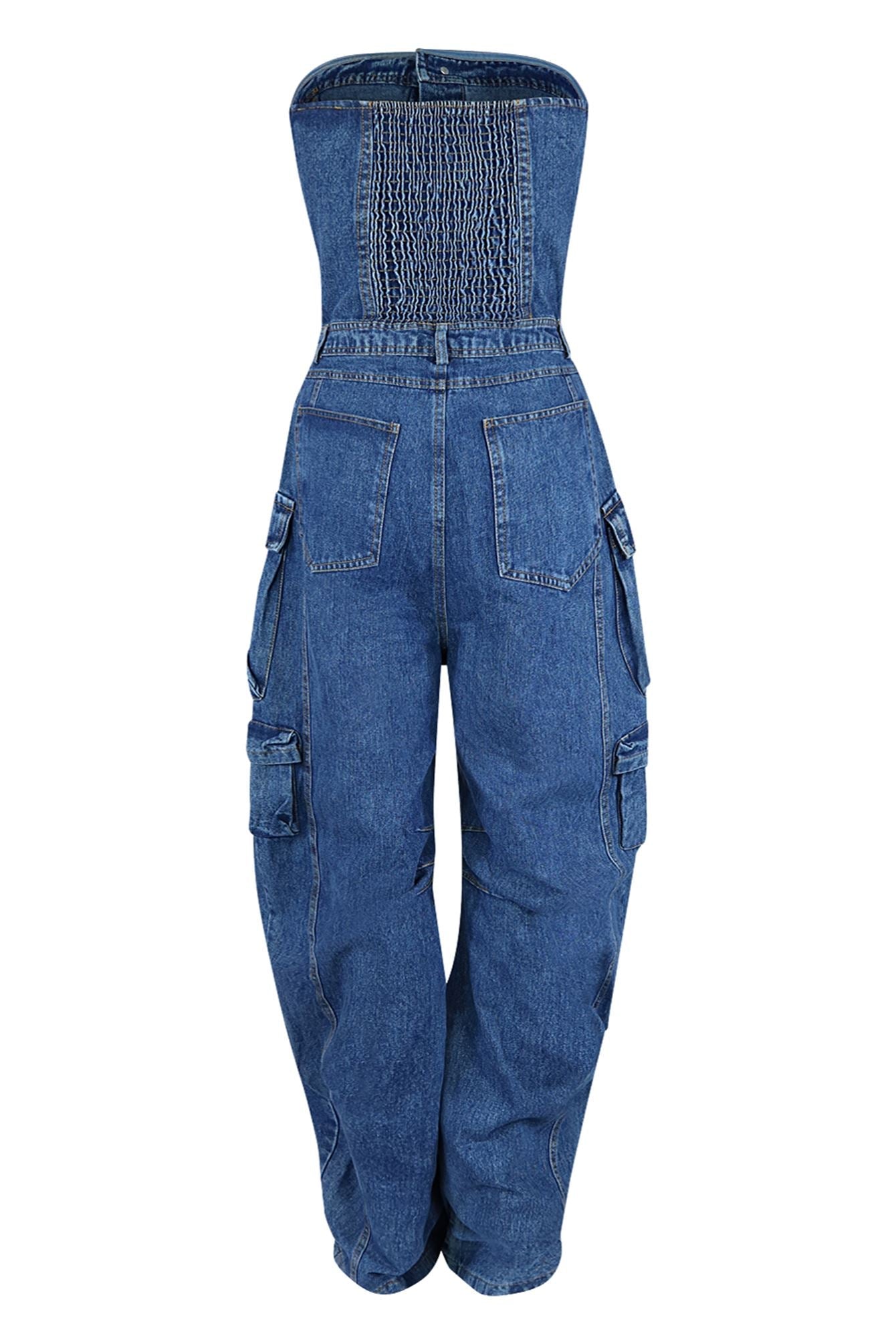 Top Shelf Tube Denim Jumpsuit Rompers + Jumpsuits EDGE
