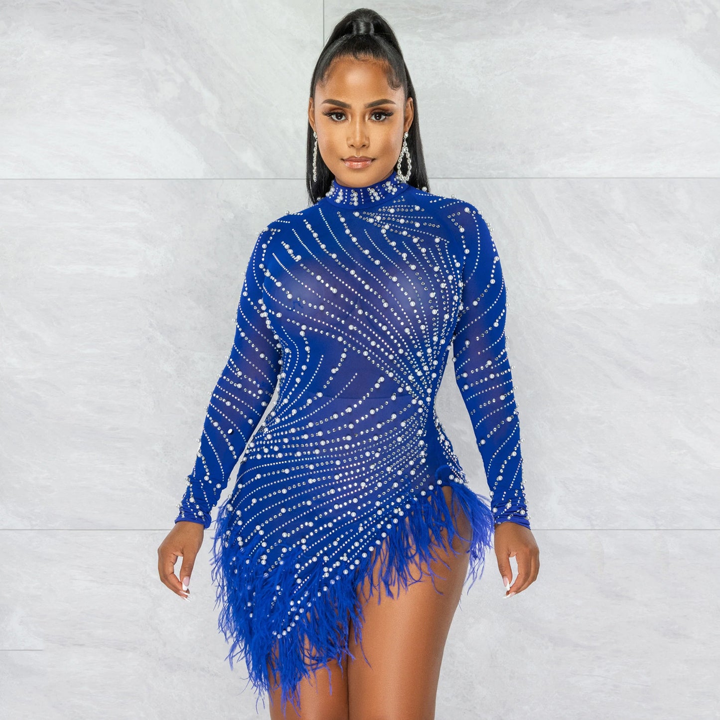 Main Character Pearls and Diamonds Mesh Mini Dress