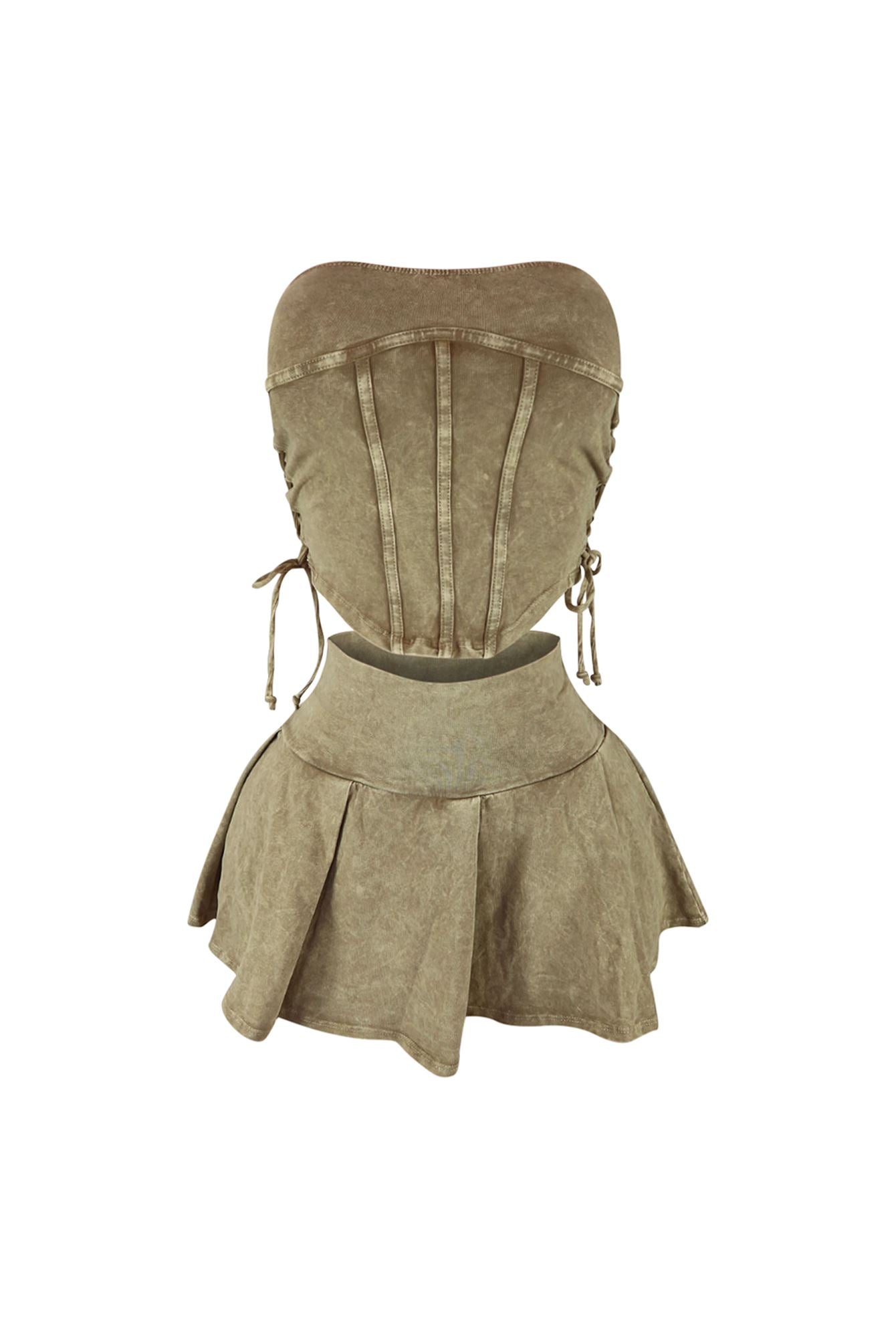 Decisions Mineral Washed Top & Mini Skirt SET