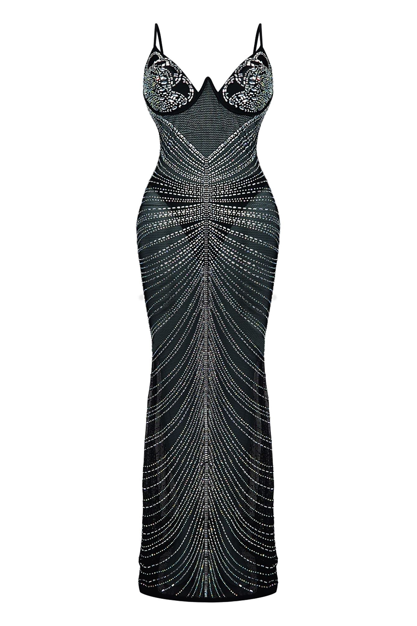 Worth A Million Rhinestone Mesh Dress Dresses EDGE Small Black