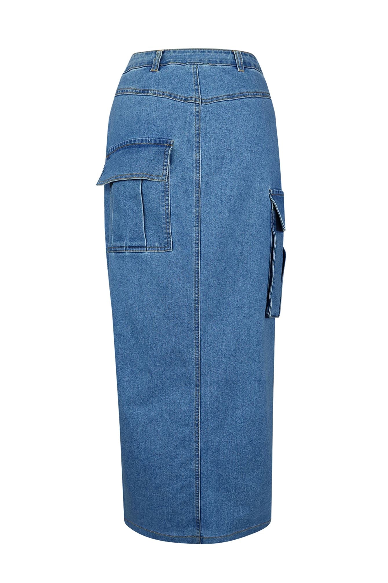 A Million Dreams Slit Denim Midi Skirt SKIRT EDGE