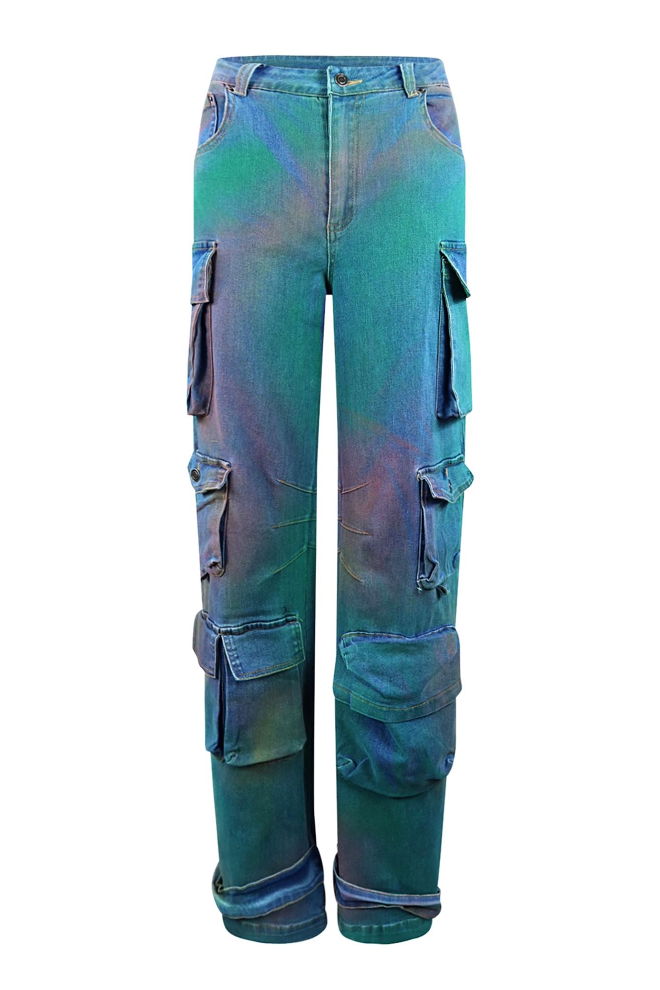 Nobody Like Me Rainbow Washed Cargo Pants Bottoms EDGE Small Rainbow Wash