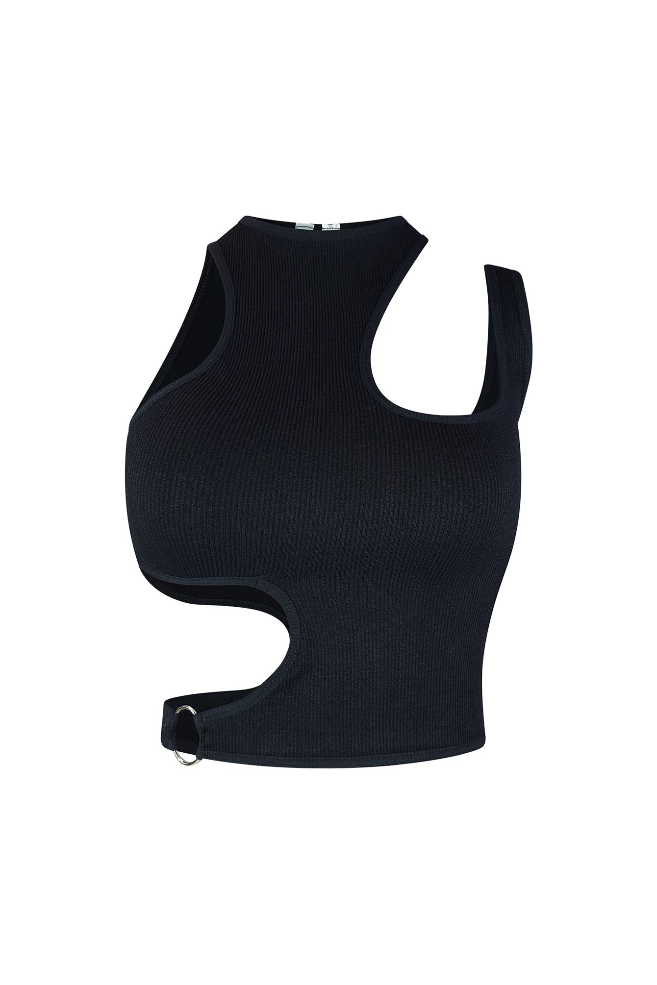 Blane Cutout O Ring Basic Top Crop Top EDGE Small/Medium Black