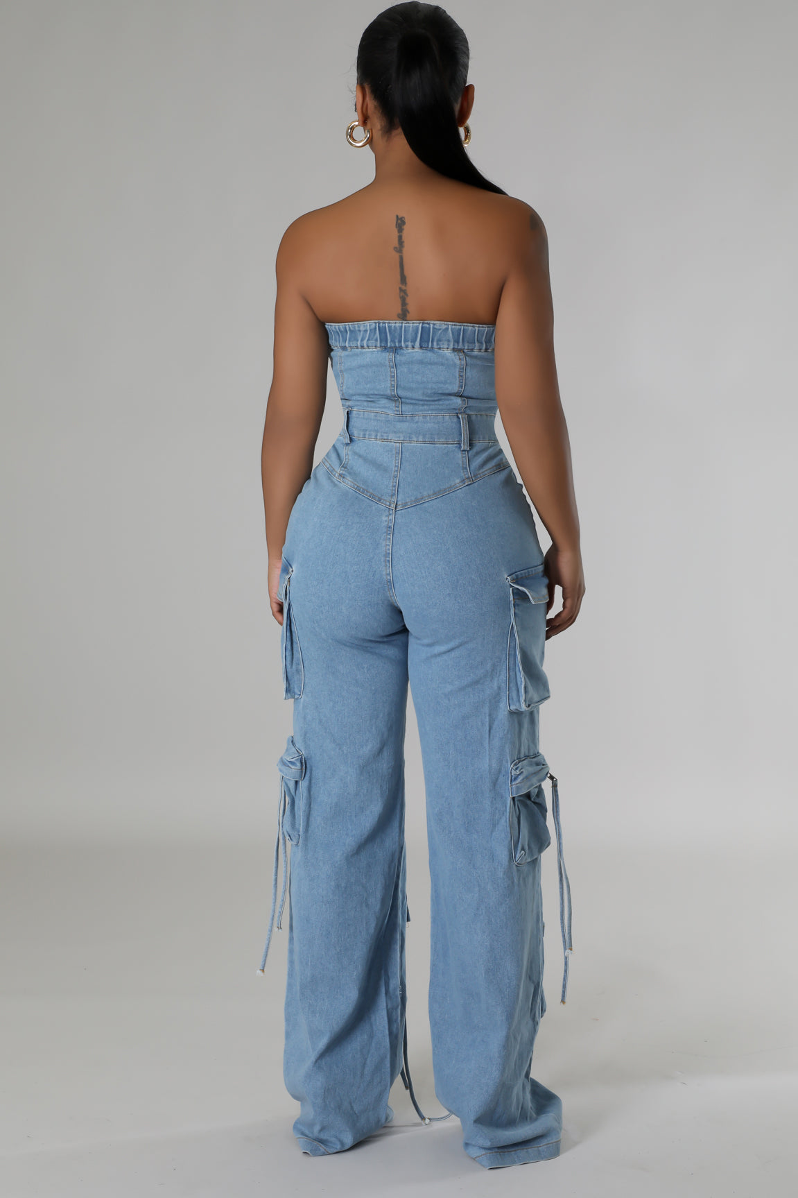 Denim Blue One Shoulder Jumpsuit