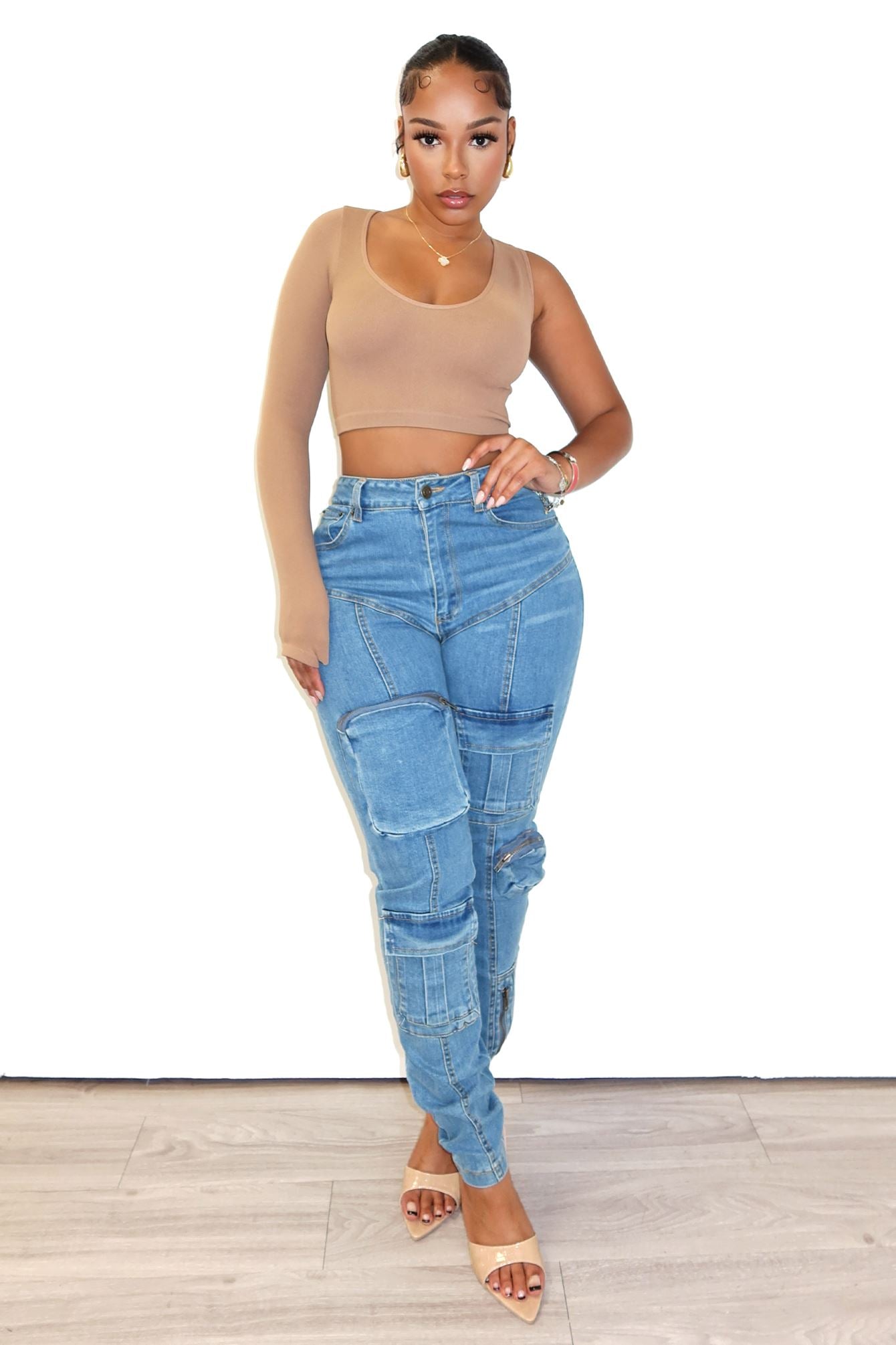 Hot Pocket Cargo Skinny Jeans jeans EDGE X-Small Light wash