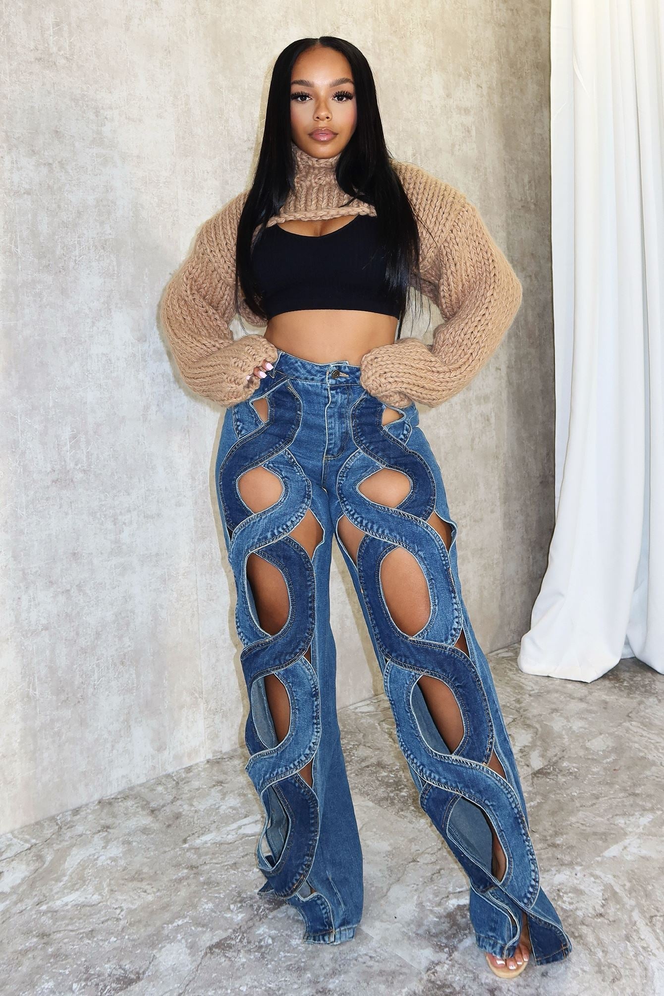 Trust Issues Swerve Cutout Jeans jeans EDGE Small Dark Denim