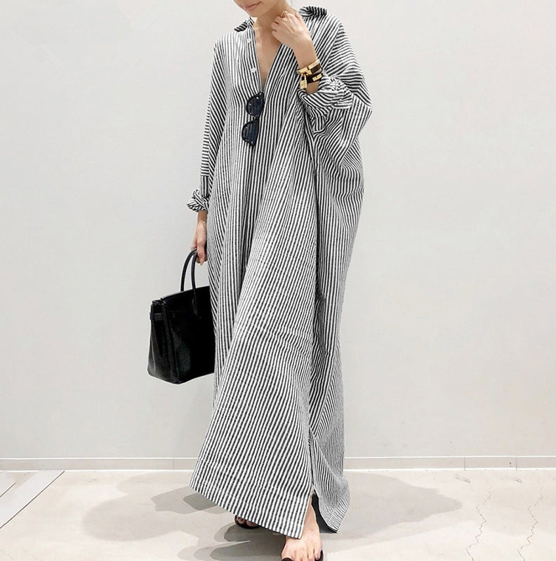 Boutique Black Collar Striped shirts Dress Spring