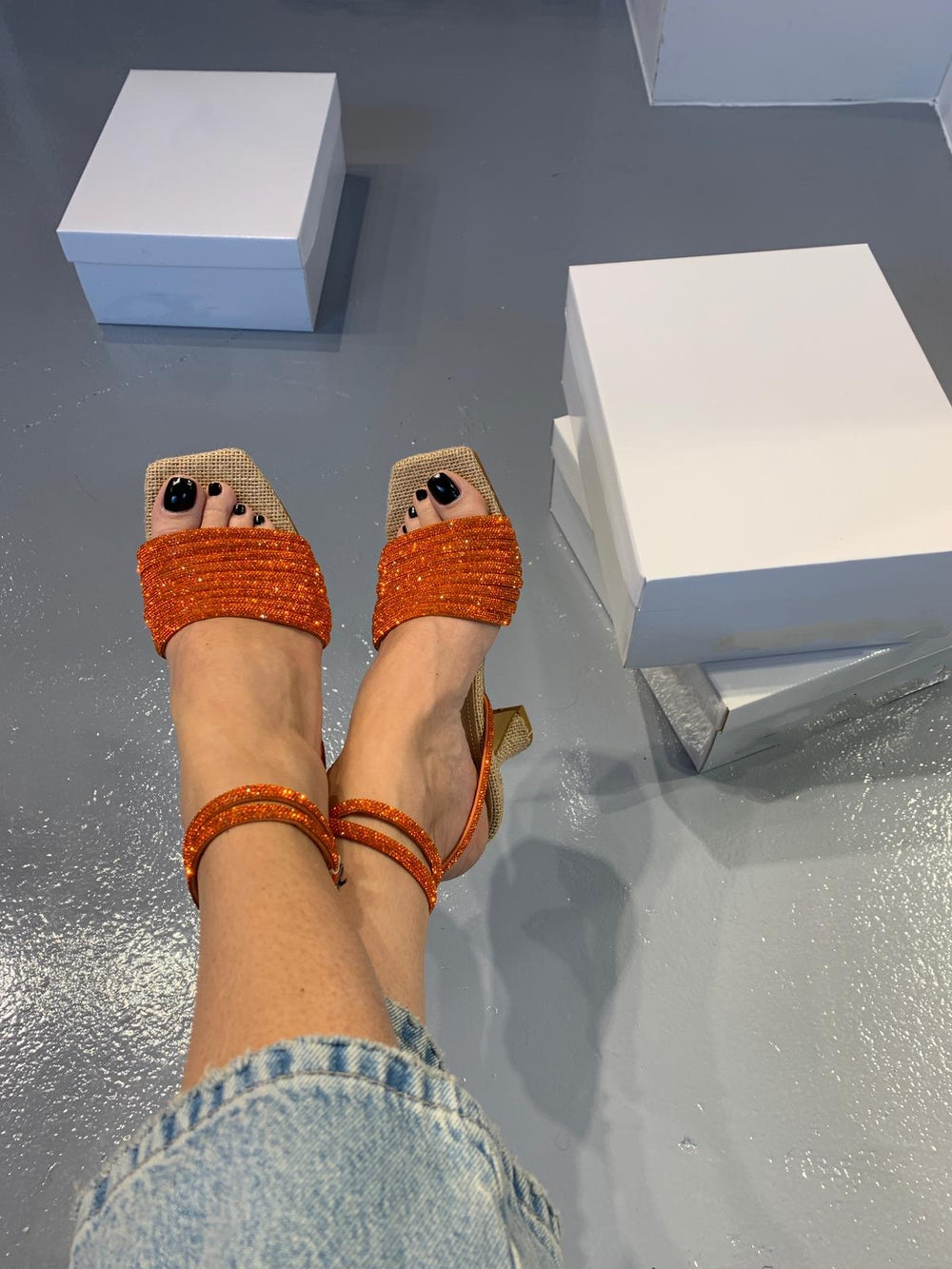 Blue Satin Sandals