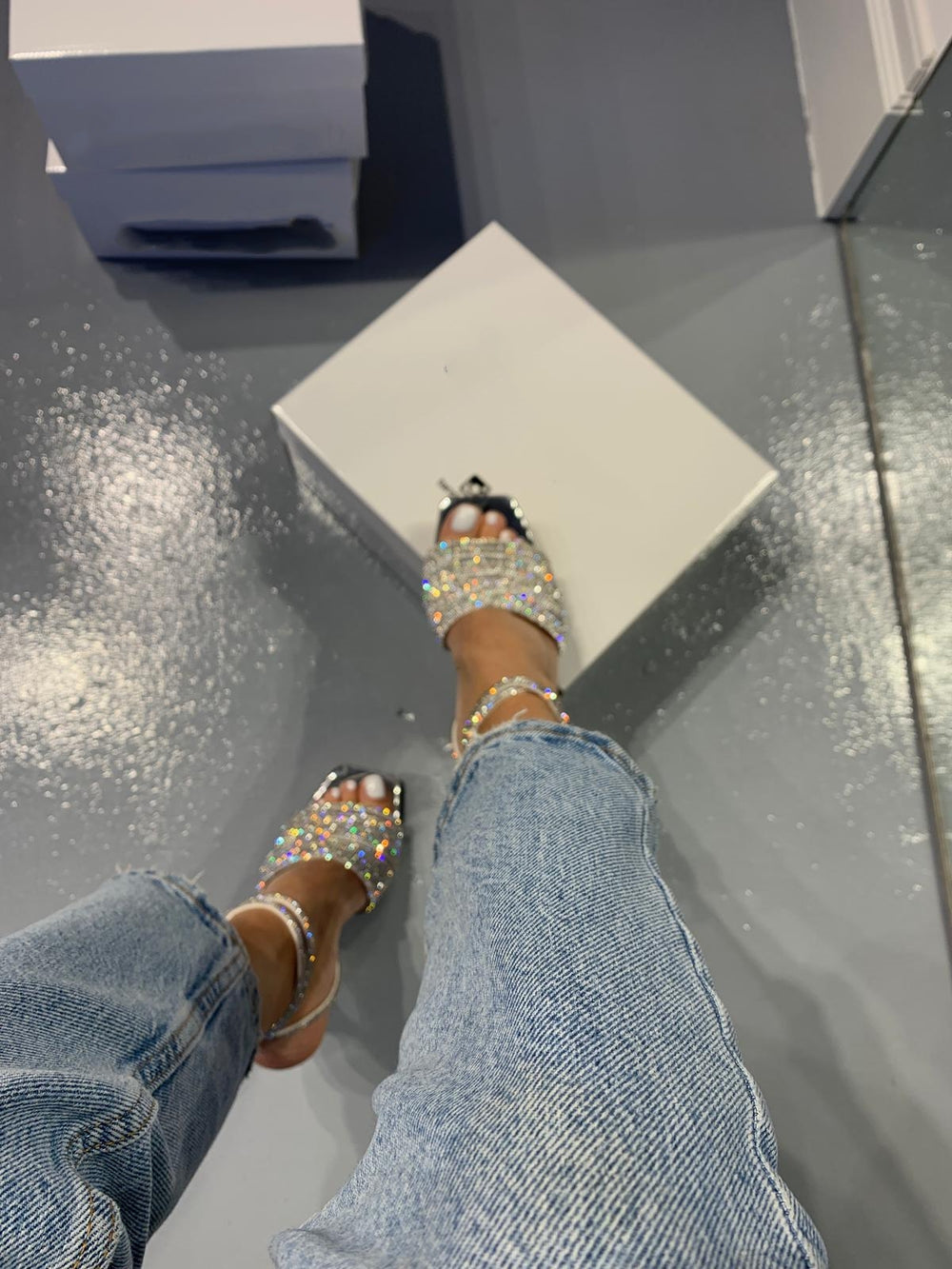Blue Satin Sandals