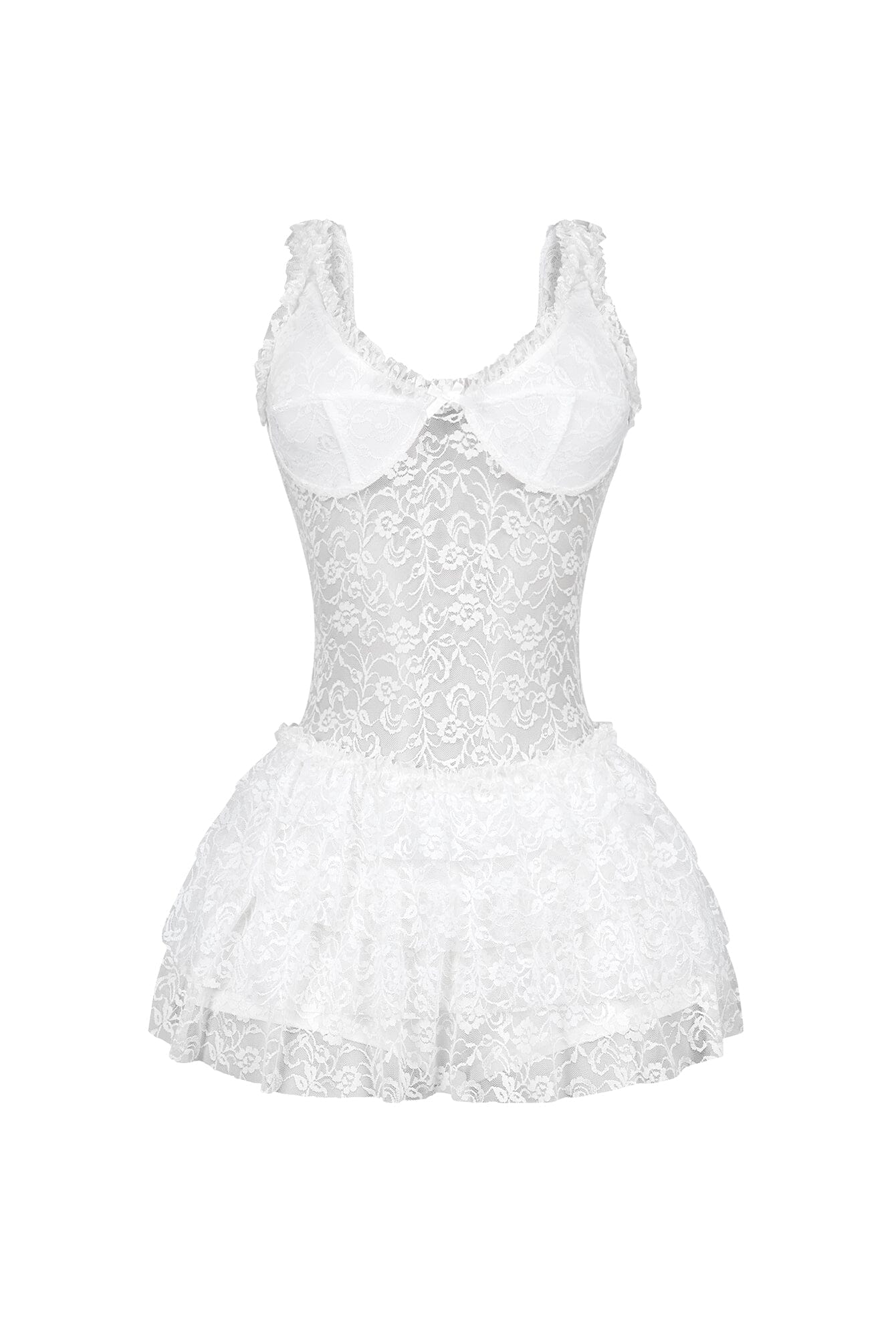 Myrah Lace Ruffle Mini Dress