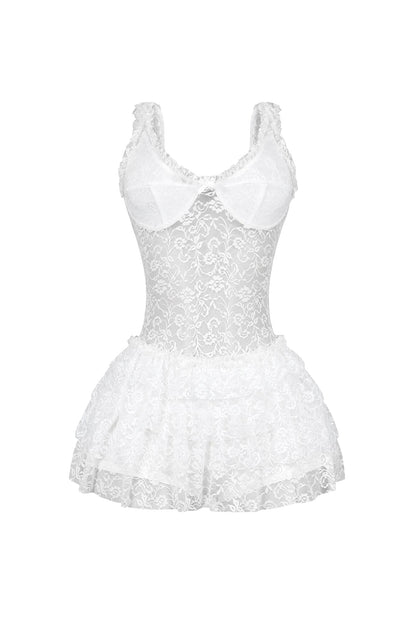 Myrah Lace Ruffle Mini Dress