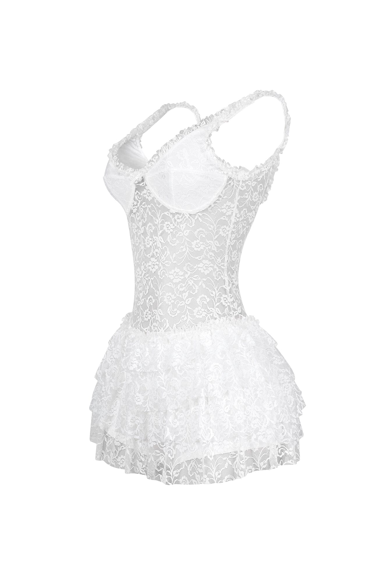 Myrah Lace Ruffle Mini Dress