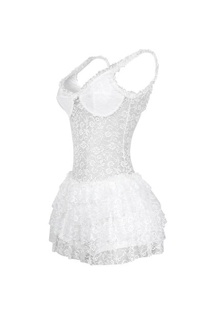 Myrah Lace Ruffle Mini Dress