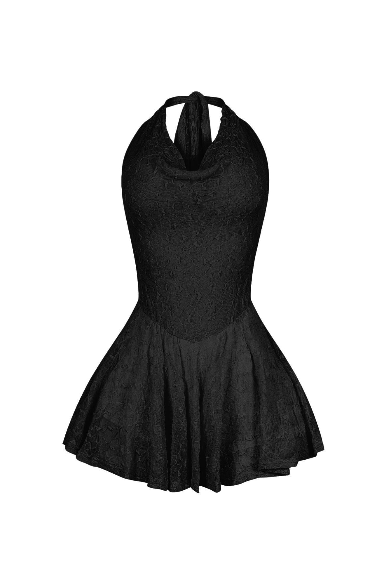 Hattie Lace Halter Cowl Mini Dress