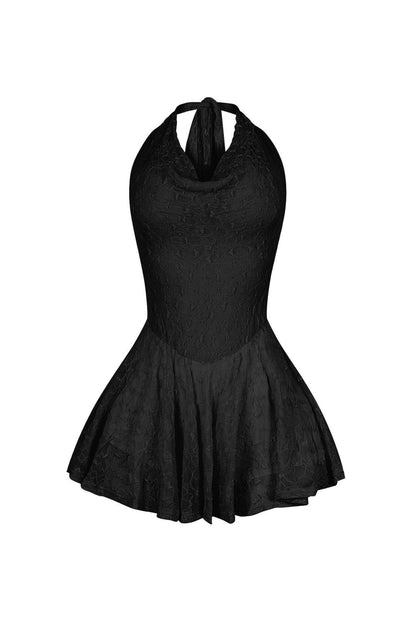 Hattie Lace Halter Cowl Mini Dress